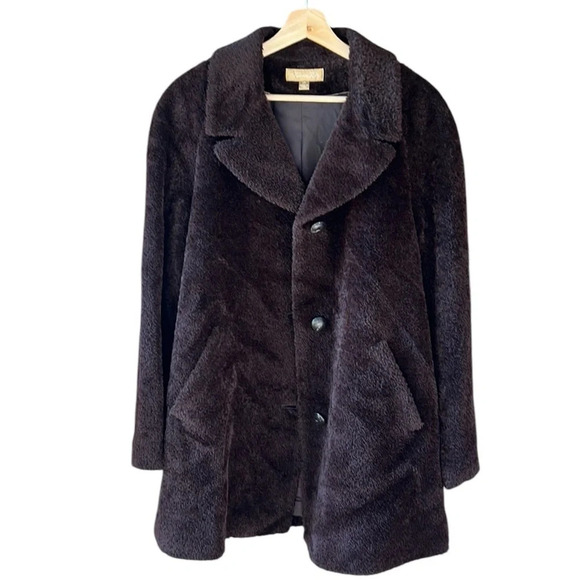 Katherine Kelly New Sz 14 Cocoa Brown Alpaca Wool Blend Teddy Coat - Picture 12 of 12